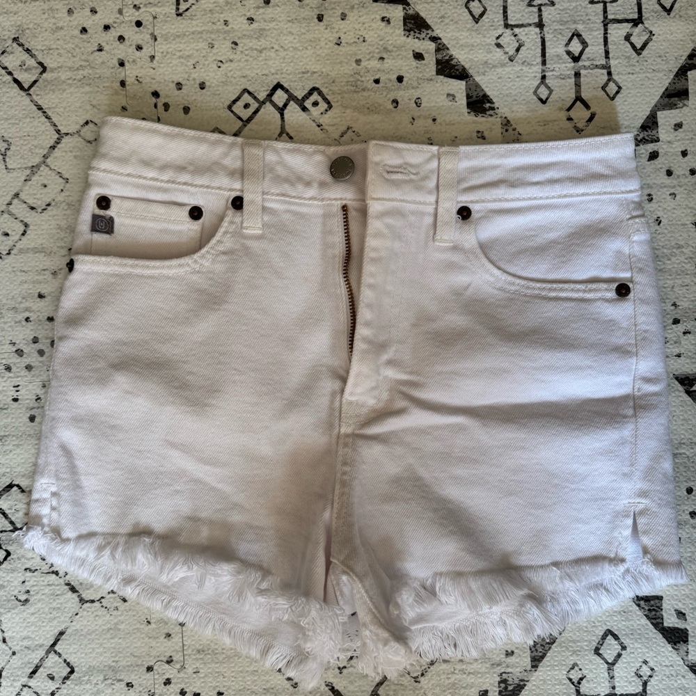 Pookie & Sebastian Classic White Frayed Hem Jean Shorts